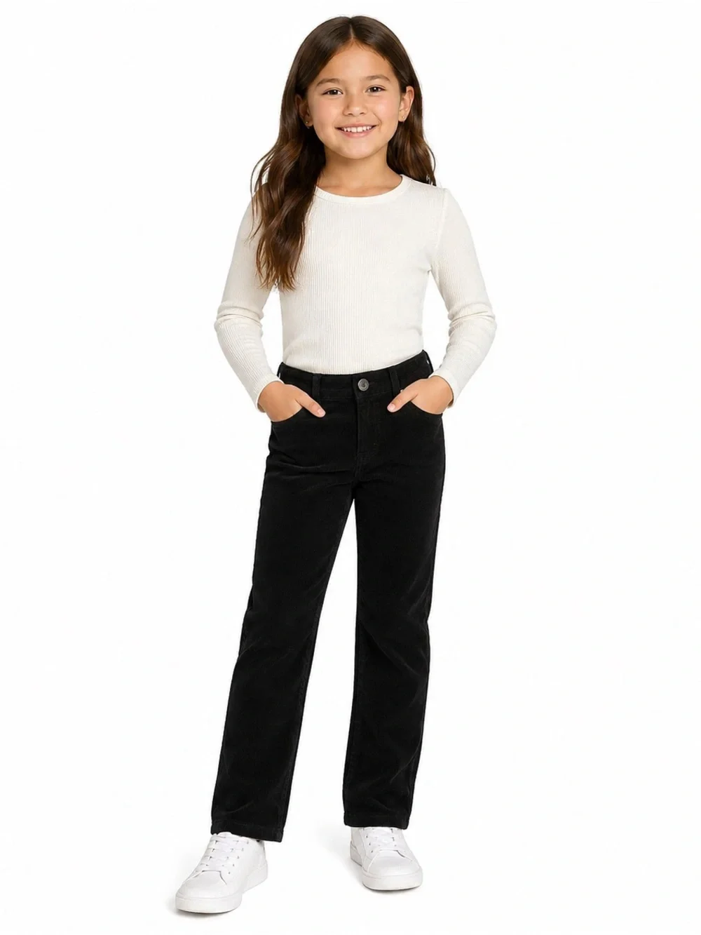 Old Navy‎ Girls Black Corduroy Pants Size 8 Pull On Slim Stretch